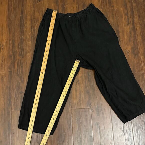 MATCH POINT Linen Basic Pull-On Capri Pants in Black #LP20 Lagenlook - Picture 11 of 12